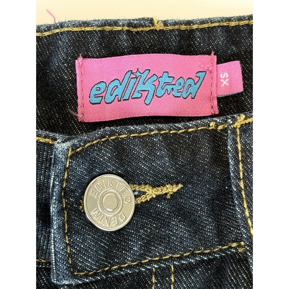 Edikted Wide Leg Jeans Womens XS Dark Wash High Rise Baggy Denim Y2K - Picture 6 of 7